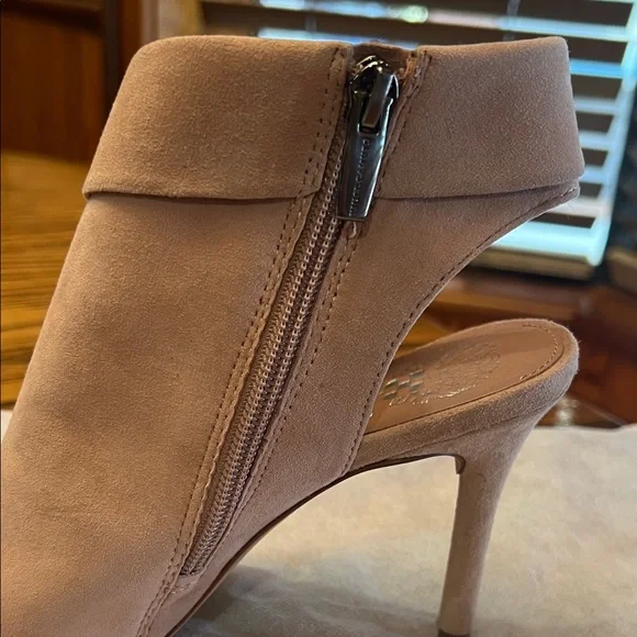 Vince Camuto Tan Suede Peep-Toe Heeled Boots - Picture 3 of 9